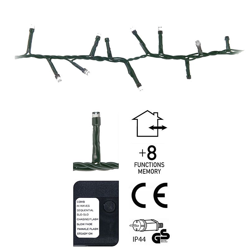 Micro Cluster 1200 LED's - 24 meter - wit - 8 functies + geheugen Micro Cluster 1200 LED's - 24 meter - wit - 8 functies + geheugen - Afbeelding 3