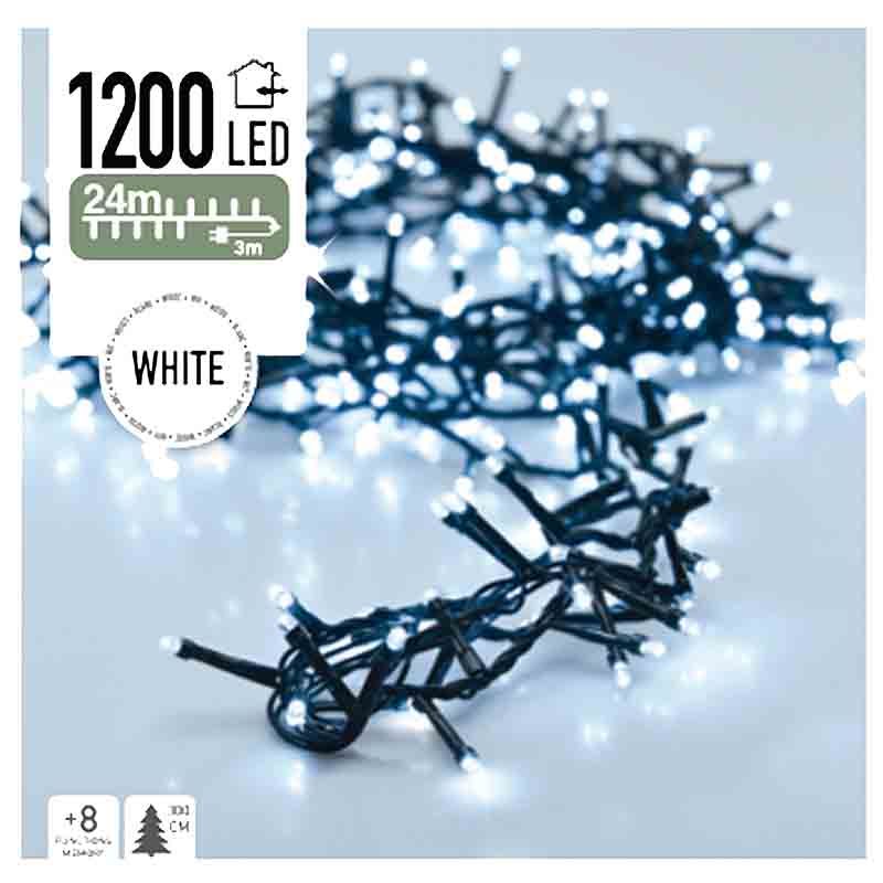 Micro Cluster 1200 LED's - 24 meter - wit - 8 functies + geheugen Micro Cluster 1200 LED's - 24 meter - wit - 8 functies + geheugen