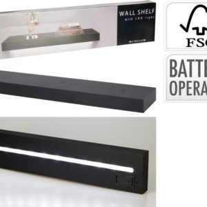 Wandplank met LED verlichting - Zwart