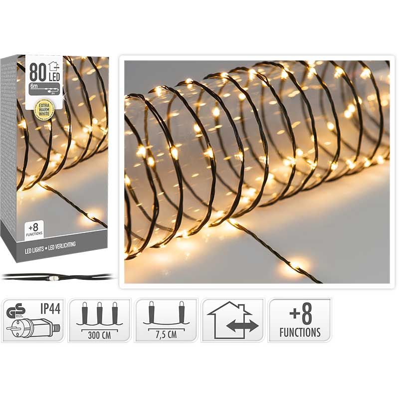 LED Verlichting 80 LED - 6 meter - extra warm wit - Soft Wire LED Verlichting 80 LED - 6 meter - extra warm wit - Soft Wire