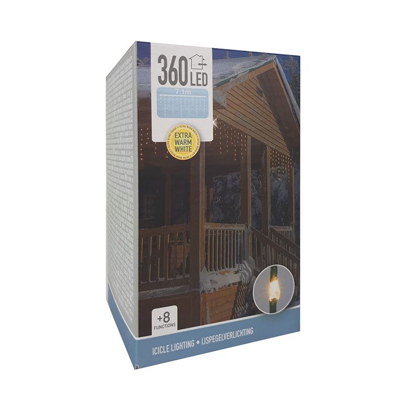 IJspegel Lichtgordijn - 7.10 meter - 360 LED's - extra warm wit - Soft Wire IJspegel Lichtgordijn - 7.10 meter - 360 LED's - extra warm wit - Soft Wire - Afbeelding 2