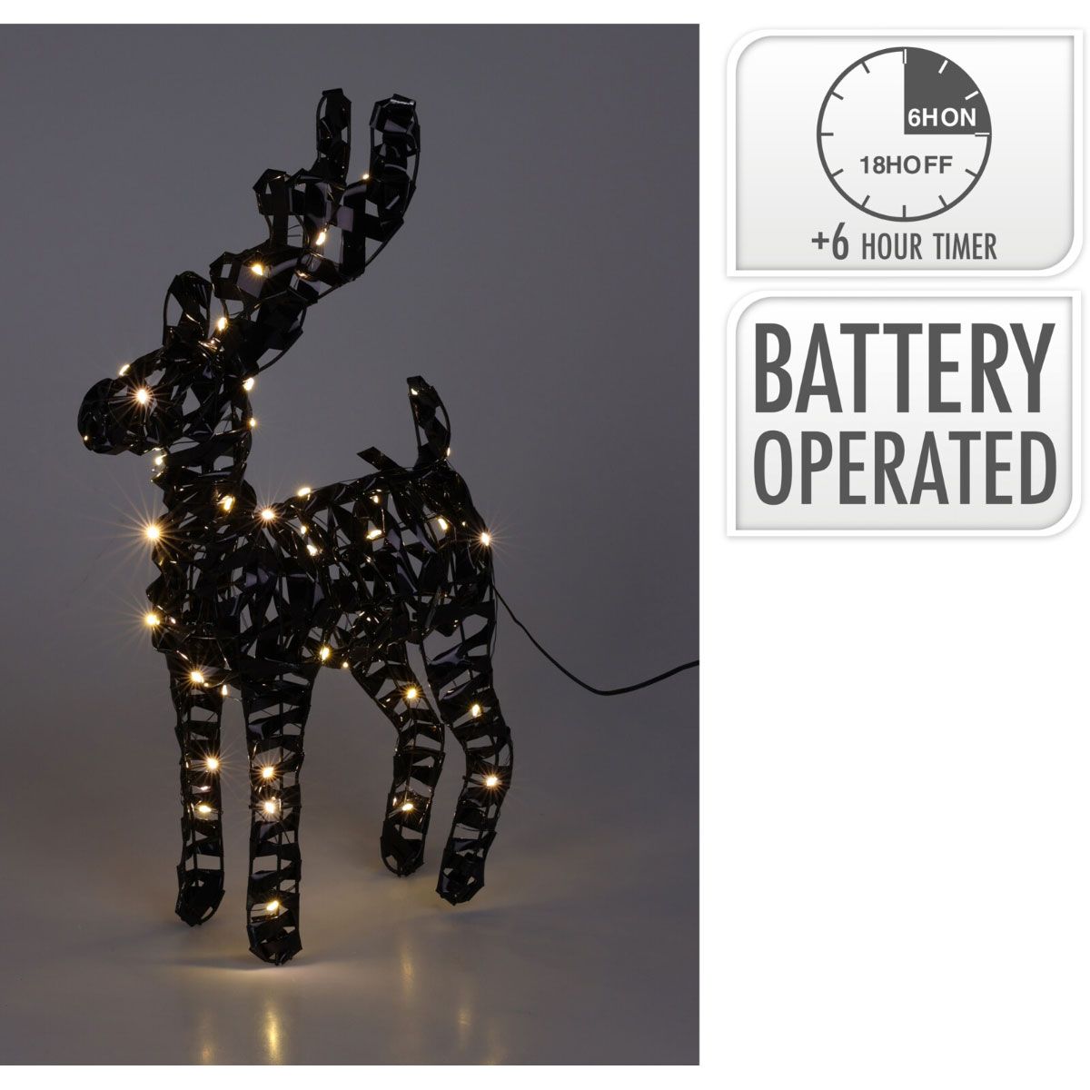 Verlicht Rendier - Zwart - 37 cm - 30 microled Verlicht Rendier - Zwart - 37 cm - 30 microled