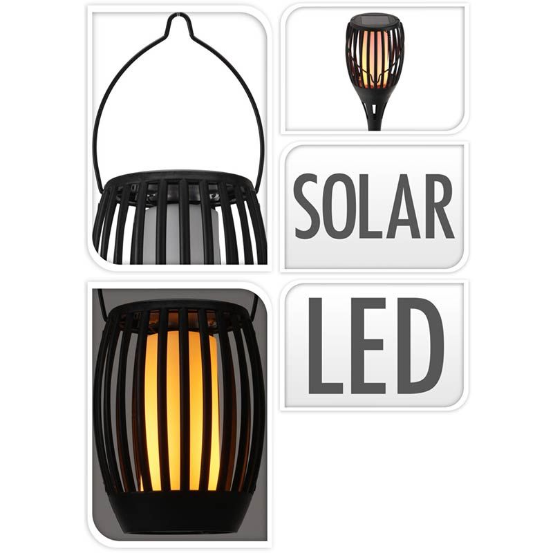 Tuinlamp Fakkel - Solar - LED vlameffect - 3-in1: prikspot, staand, hangend - 47cm Tuinlamp Fakkel - Solar - LED vlameffect - 3-in1: prikspot, staand, hangend - 47cm - Afbeelding 2