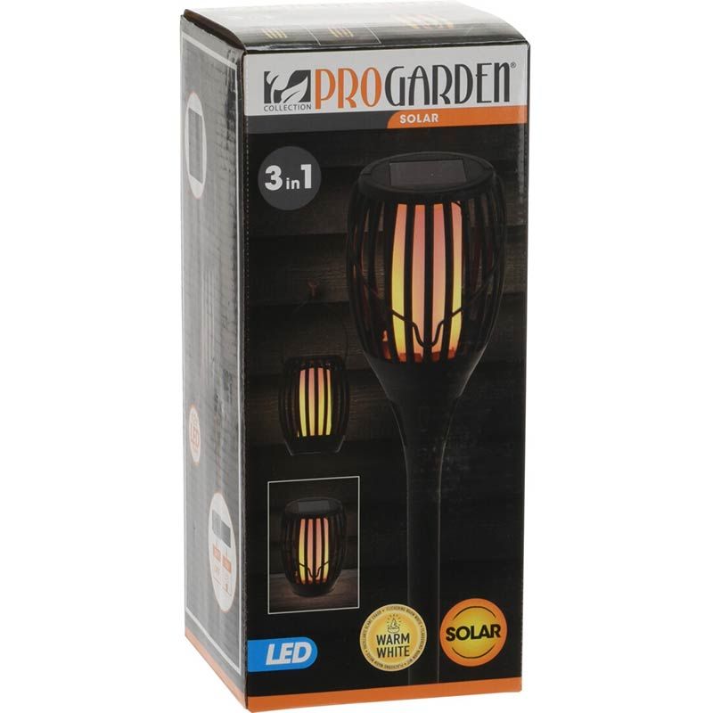 Tuinlamp Fakkel - Solar - LED vlameffect - 3-in1: prikspot, staand, hangend - 47cm Tuinlamp Fakkel - Solar - LED vlameffect - 3-in1: prikspot, staand, hangend - 47cm - Afbeelding 3