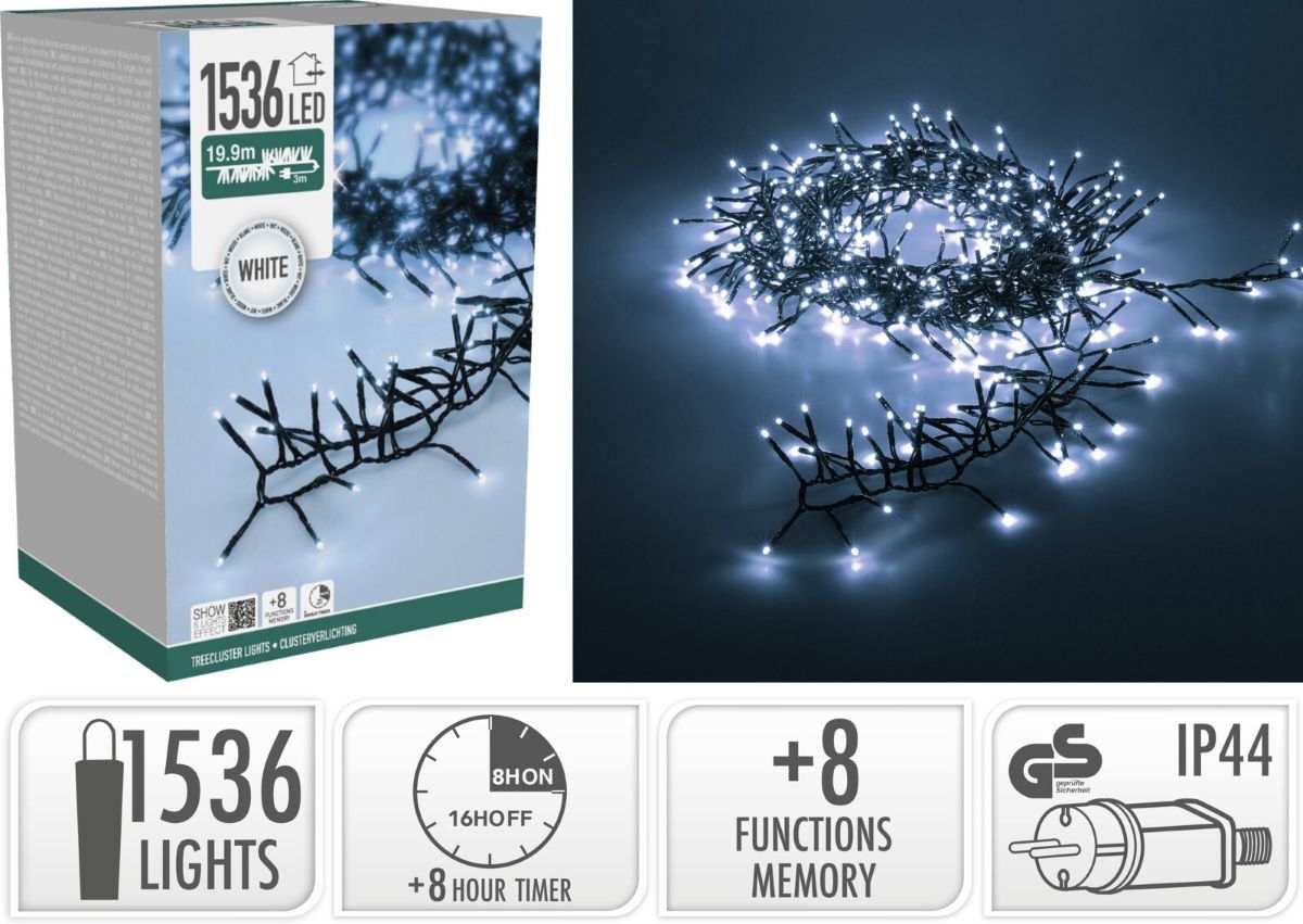 Treecluster Kerstboomverlichting - 1536led - Wit Treecluster Kerstboomverlichting - 1536led - Wit