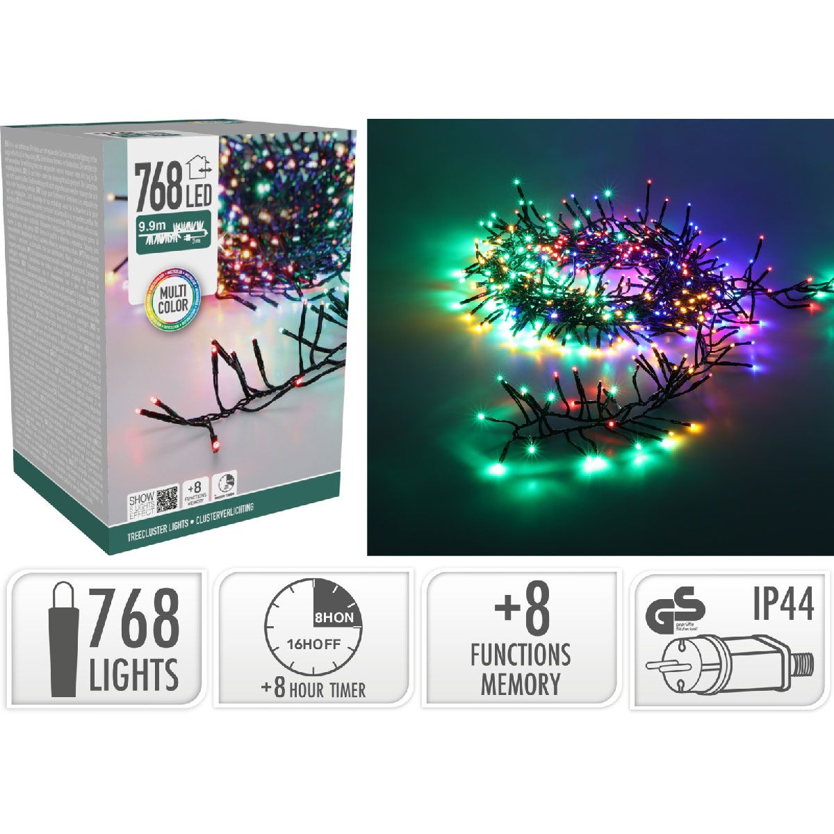 Treecluster Kerstboomverlichting - 768led - multicolor Treecluster Kerstboomverlichting - 768led - multicolor