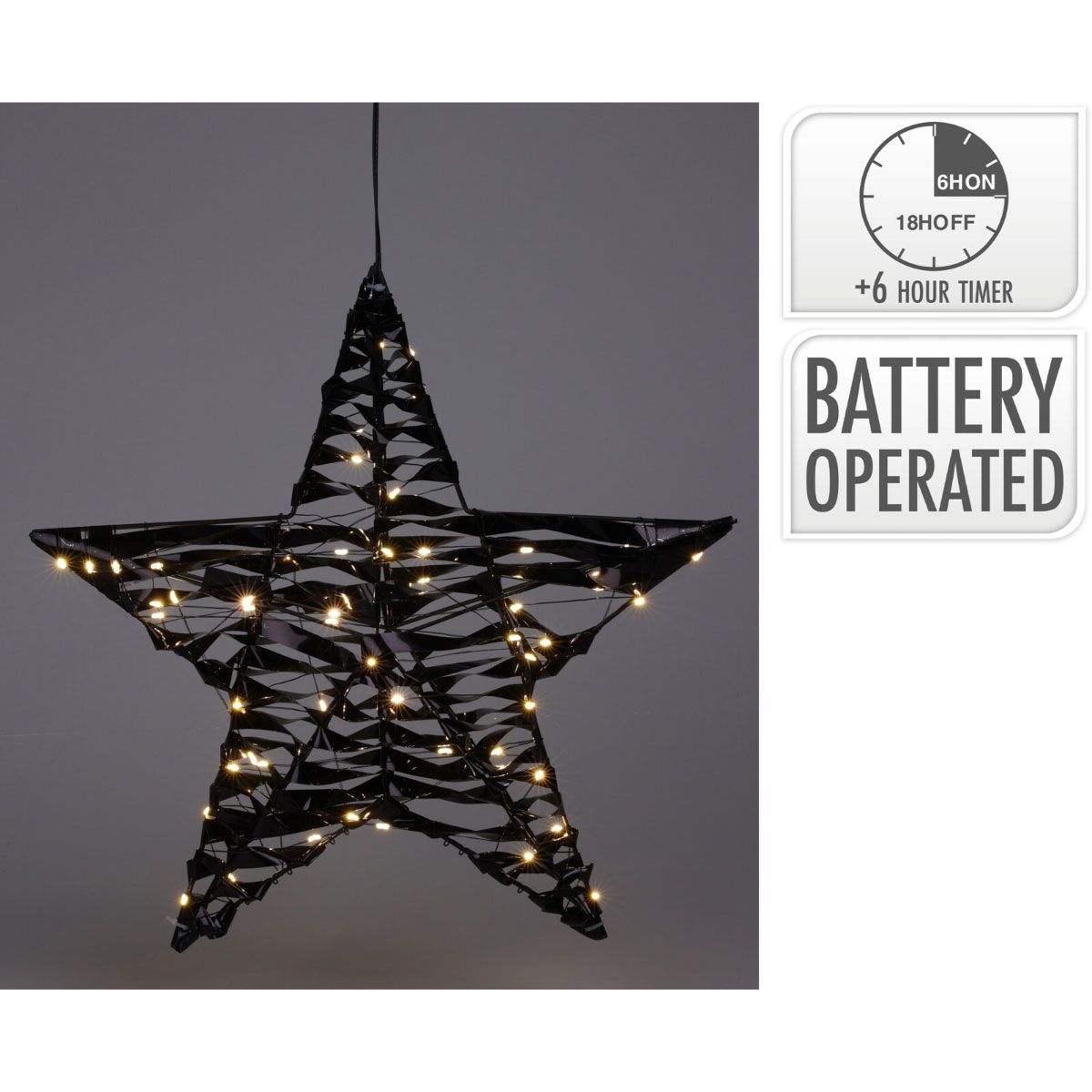 Verlichte Kerstster - Zwart - 40 cm - 60 led Verlichte Kerstster - Zwart - 40 cm - 60 led - Afbeelding 2