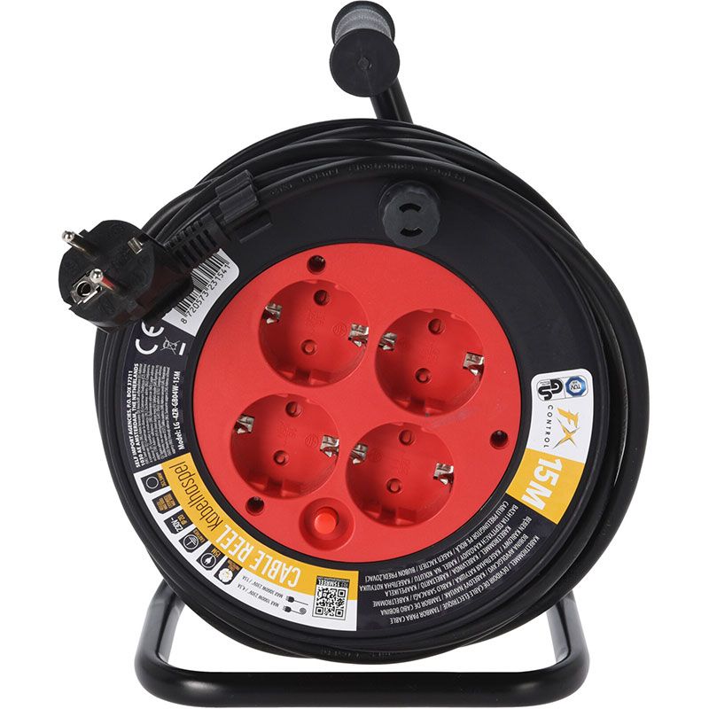 Kabelhaspel 15 meter - 4 Voudig - IP20 - 3 x 1.5mm2 Kabelhaspel 15 meter - 4 Voudig - IP20 - 3 x 1.5mm2