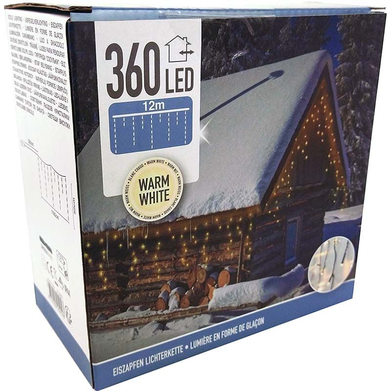 IJspegel verlichting 360 LED's - 12 meter - warm wit IJspegel verlichting 360 LED's - 12 meter - warm wit - Afbeelding 4