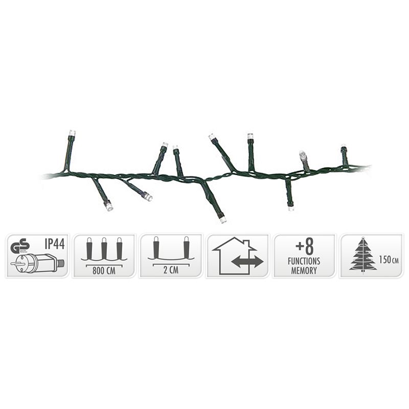 Micro Cluster 400 LED's - 8 meter - wit - 8 functies + geheugen Micro Cluster 400 LED's - 8 meter - wit - 8 functies + geheugen - Afbeelding 2