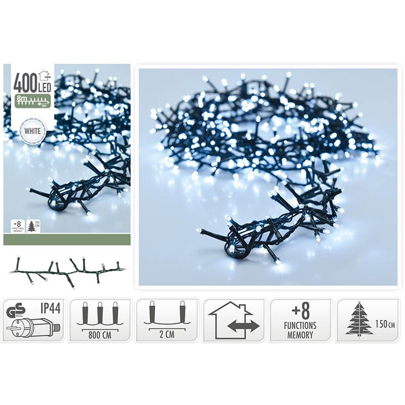 Micro Cluster 400 LED's - 8 meter - wit - 8 functies + geheugen Micro Cluster 400 LED's - 8 meter - wit - 8 functies + geheugen - Afbeelding 4