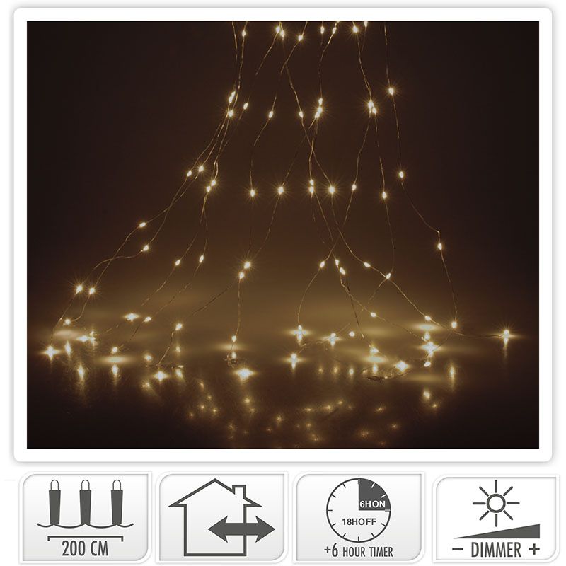 Cascadeverlichting - 200 led - warm wit - timer en dimmer Cascadeverlichting - 200 led - warm wit - timer en dimmer