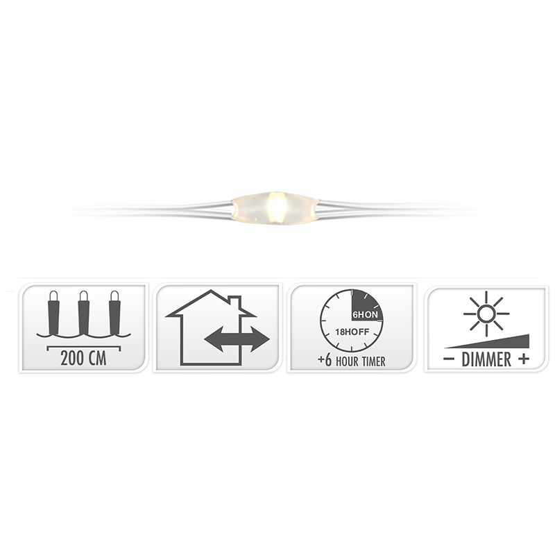 Cascadeverlichting - 200 led - warm wit - timer en dimmer Cascadeverlichting - 200 led - warm wit - timer en dimmer - Afbeelding 2