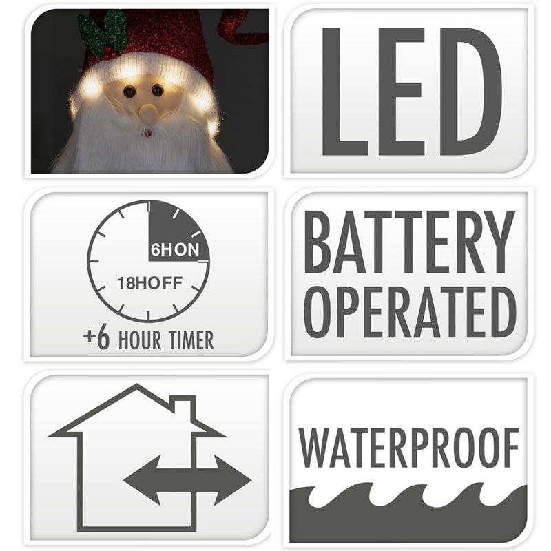 Happy Santa XXL - 120cm - met LED lampjes - met timer - geschikt voor buiten Happy Santa XXL - 120cm - met LED lampjes - met timer - geschikt voor buiten - Afbeelding 2