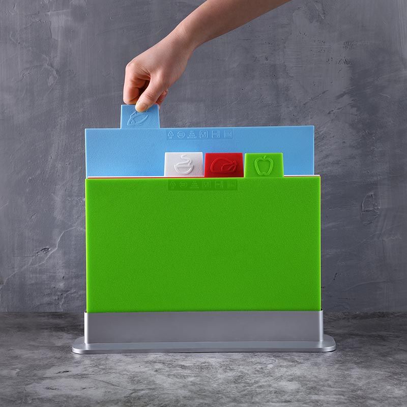 Ceruzo Index Snijplankenset - 4 stuks met Houder Ceruzo Index Snijplankenset - 4 stuks met Houder - Afbeelding 2