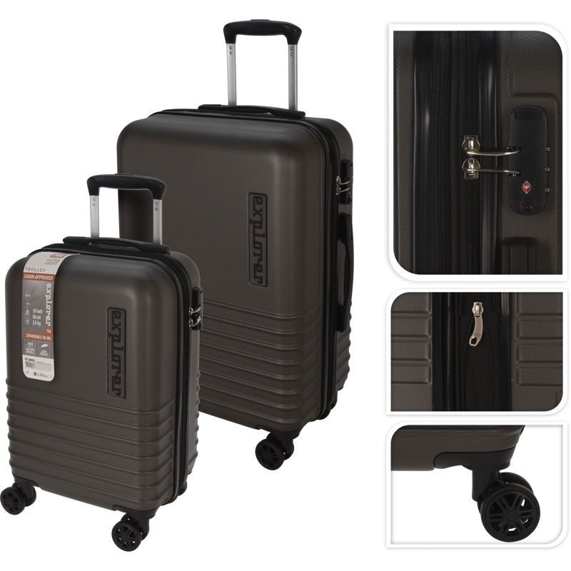 Explorer Kofferset - 2 Delig - 36L Handbagage + 60L Ruimbagage - TSA Slot - Expandable -Donkergrijs Explorer Kofferset - 2 Delig - 36L Handbagage + 60L Ruimbagage - TSA Slot - Expandable -Donkergrijs - Afbeelding 2