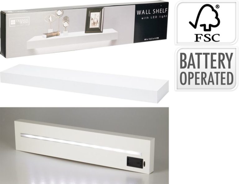 Wandplank met LED verlichting - Wit