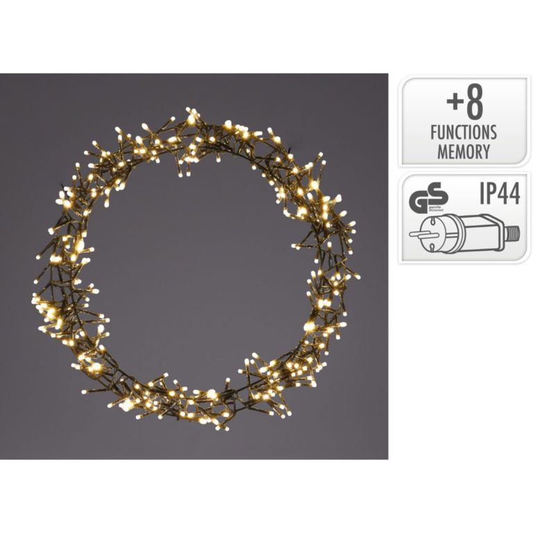 Ceruzo Kerstring met verlichting - 500 LED - Ø58 cm - warm wit - 8 Lichtfuncties - voor binnen en buiten