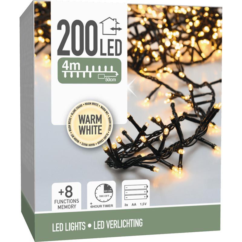 Micro Cluster 200 led - 4m - warm wit - Batterij - Lichtfuncties - Geheugen - Timer Micro Cluster 200 led - 4m - warm wit - Batterij - Lichtfuncties - Geheugen - Timer - Afbeelding 3