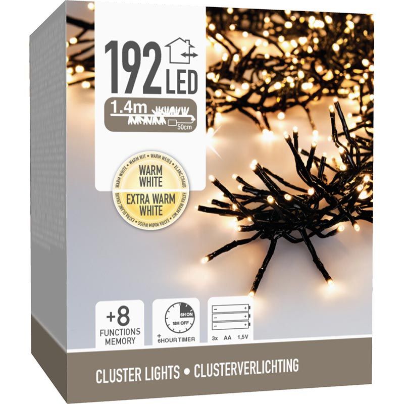 Clusterverlichting 192 led - 1.4m - two tone romantic - Batterij - Lichtfuncties - Geheugen - Timer Clusterverlichting 192 led - 1.4m - two tone romantic - Batterij - Lichtfuncties - Geheugen - Timer - Afbeelding 4