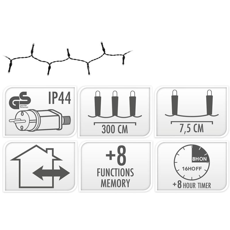 Kerstverlichting 40 led- 3m - multicolor - Timer - Lichtfuncties - Geheugen - Buiten Kerstverlichting 40 led- 3m - multicolor - Timer - Lichtfuncties - Geheugen - Buiten - Afbeelding 5