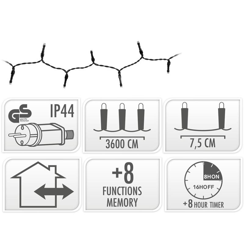 Kerstverlichting 480 led- 36m - multicolor - Timer - Lichtfuncties - Geheugen - Buiten Kerstverlichting 480 led- 36m - multicolor - Timer - Lichtfuncties - Geheugen - Buiten - Afbeelding 5