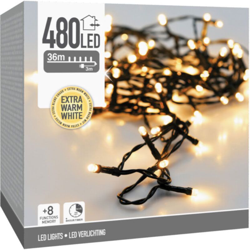 Kerstverlichting 480 led- 36m - extra warm wit - Timer - Lichtfuncties - Geheugen - Buiten Kerstverlichting 480 led- 36m - extra warm wit - Timer - Lichtfuncties - Geheugen - Buiten - Afbeelding 2