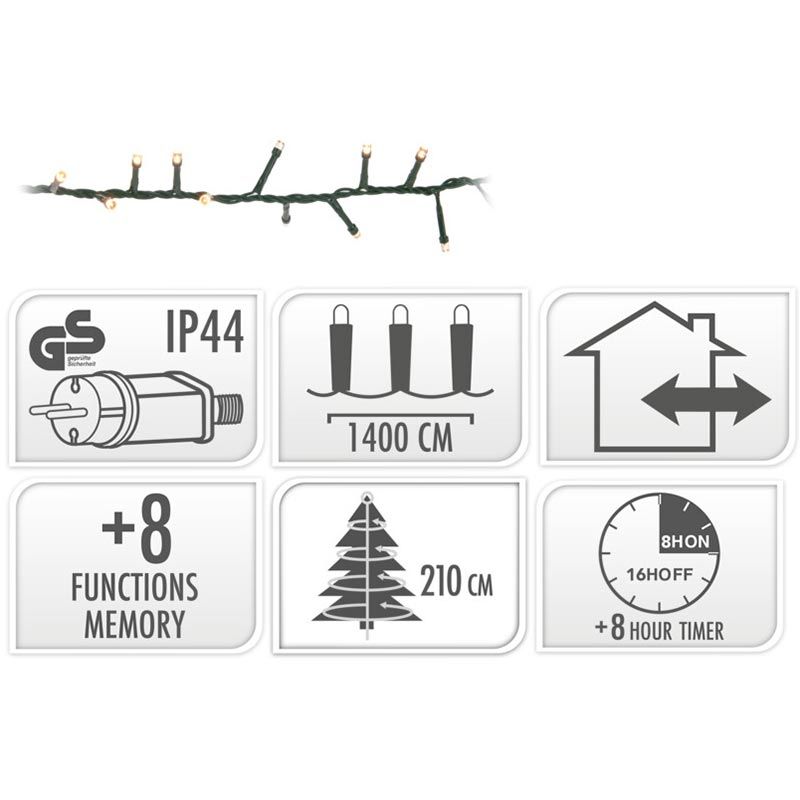 Microcluster - 700 led - 14m - extra warm wit - Timer - Lichtfuncties - Geheugen - Buiten Microcluster - 700 led - 14m - extra warm wit - Timer - Lichtfuncties - Geheugen - Buiten - Afbeelding 5