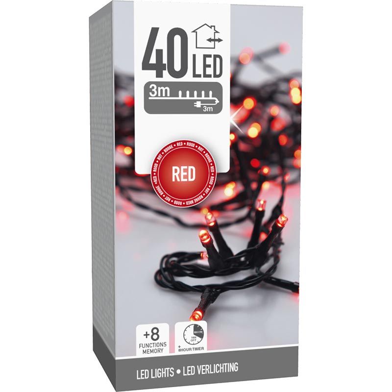 Kerstverlichting 40 led- 3m - rood - Timer - Lichtfuncties - Geheugen - Buiten Kerstverlichting 40 led- 3m - rood - Timer - Lichtfuncties - Geheugen - Buiten - Afbeelding 3