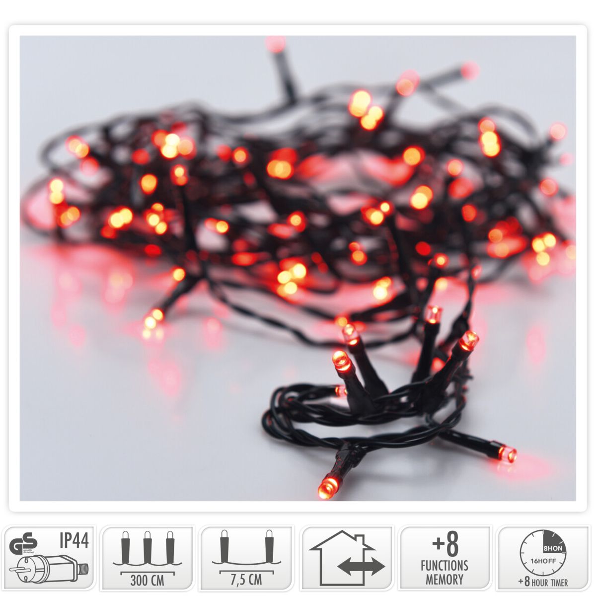 Kerstverlichting 40 led- 3m - rood - Timer - Lichtfuncties - Geheugen - Buiten Kerstverlichting 40 led- 3m - rood - Timer - Lichtfuncties - Geheugen - Buiten
