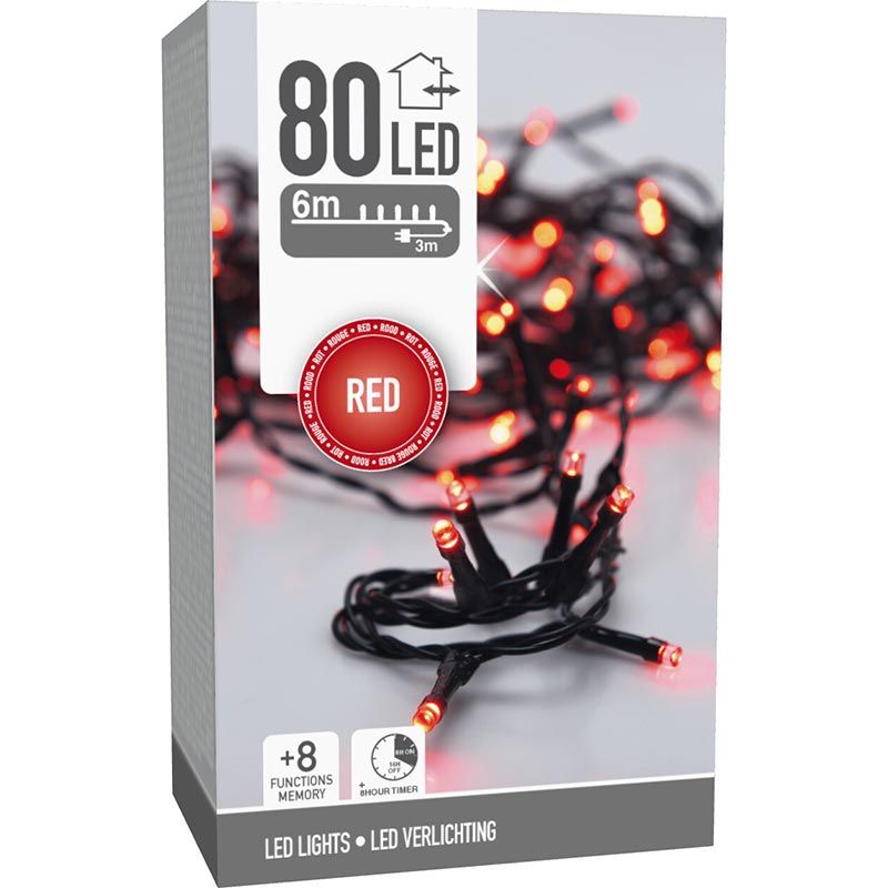 Kerstverlichting 80 led- 6m - rood - Timer - Lichtfuncties - Geheugen - Buiten Kerstverlichting 80 led- 6m - rood - Timer - Lichtfuncties - Geheugen - Buiten - Afbeelding 3