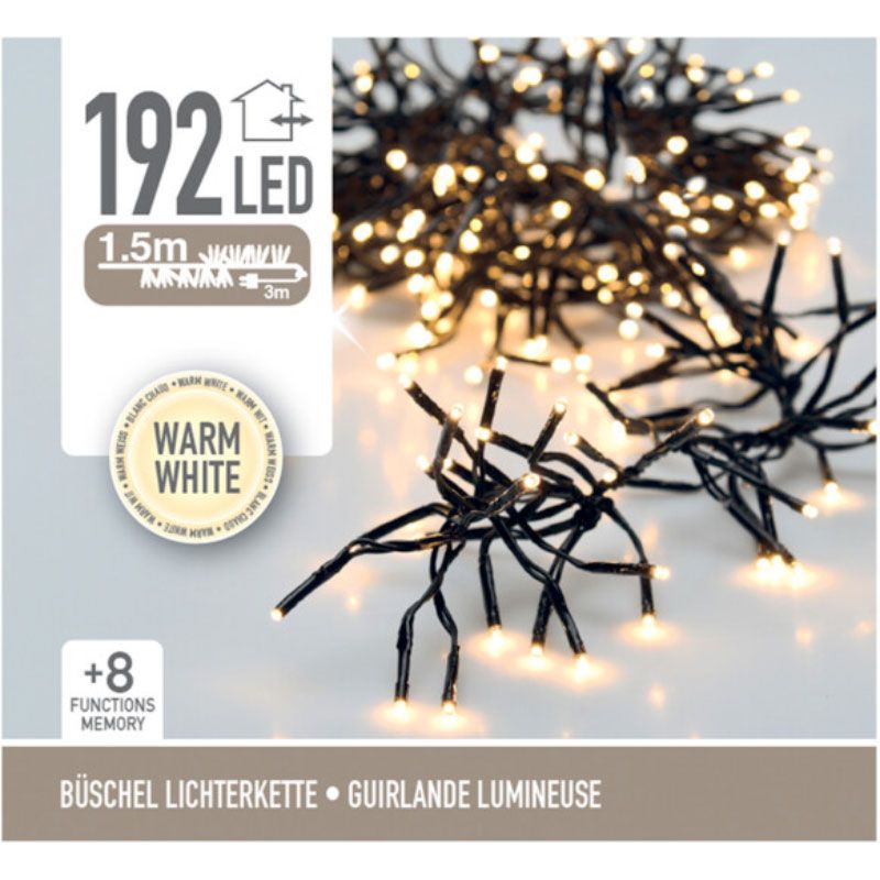 Clusterverlichting - 192 LED - 1.4m - Timer - Lichtfuncties - warm wit Clusterverlichting - 192 LED - 1.4m - Timer - Lichtfuncties - warm wit - Afbeelding 2