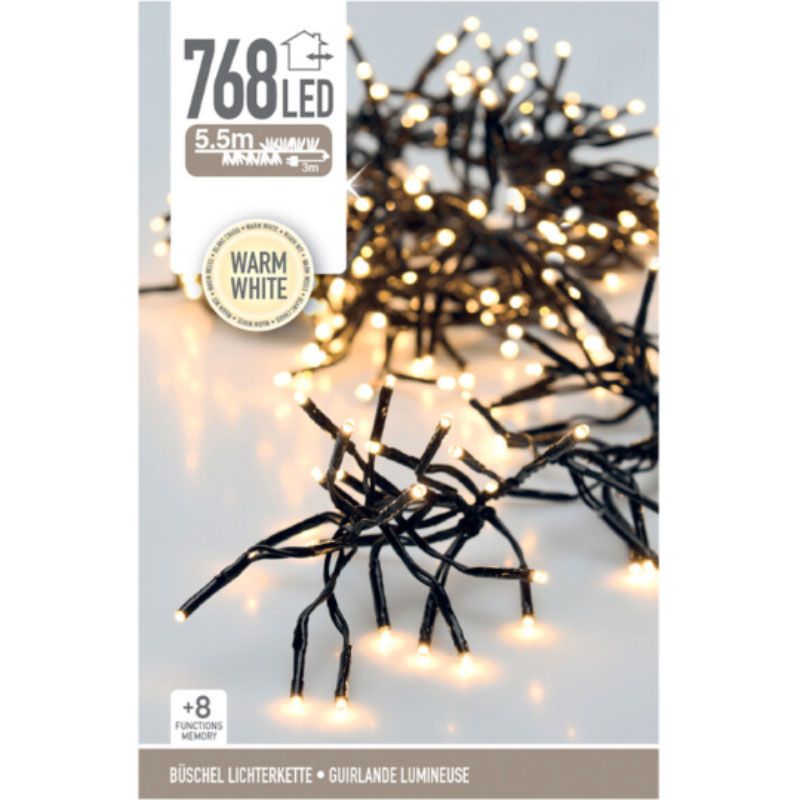 Clusterverlichting - 768 LED - 5.5m - Timer - Lichtfuncties - warm wit Clusterverlichting - 768 LED - 5.5m - Timer - Lichtfuncties - warm wit - Afbeelding 2