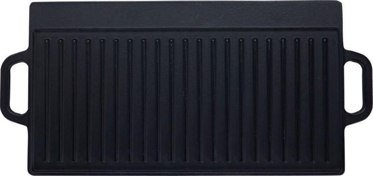 Grillplaat voor de BBQ - Gietijzer - Dubbelzijdig - Geribbeld en Gladde Kant