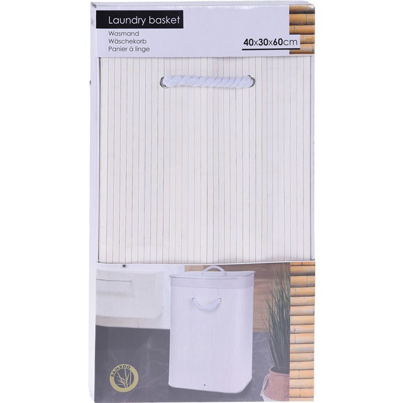 Opvouwbare Wasmand - Bamboe - Wit Opvouwbare Wasmand - Bamboe - Wit - Afbeelding 2