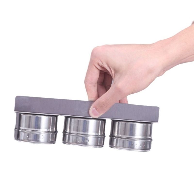 Kruidenrek Magnetisch - 9 RVS Kruidenpotjes Kruidenrek Magnetisch - 9 RVS Kruidenpotjes - Afbeelding 3