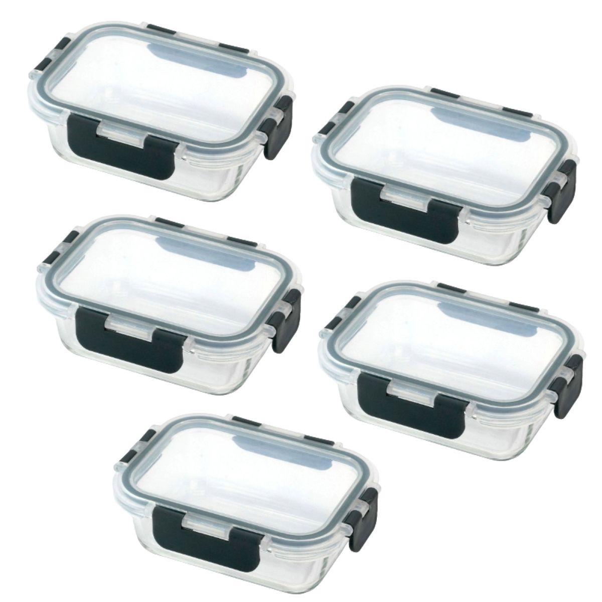 Ceruzo Meal Prep Bakjes - 5 stuks Vershoudbakjes - Glas Ceruzo Meal Prep Bakjes - 5 stuks Vershoudbakjes - Glas