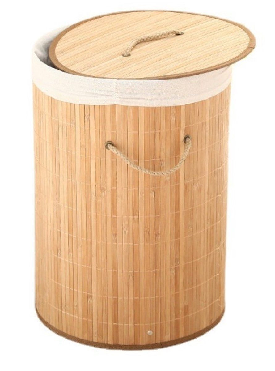 Ceruzo Wasmand met Deksel - Bamboe - Rond - 48 Liter Ceruzo Wasmand met Deksel - Bamboe - Rond - 48 Liter