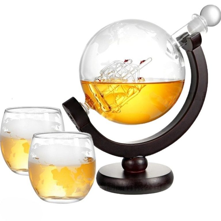 Ceruzo Whiskey Karaf - Globe Decanter - incl. 2 glazen