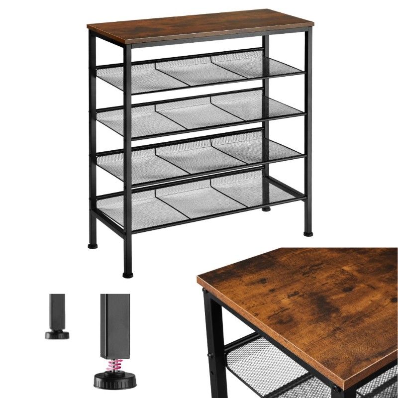 Ceruzo Schoenenrek - Hout - Metaal - 76x30x86 cm Ceruzo Schoenenrek - Hout - Metaal - 76x30x86 cm - Afbeelding 2