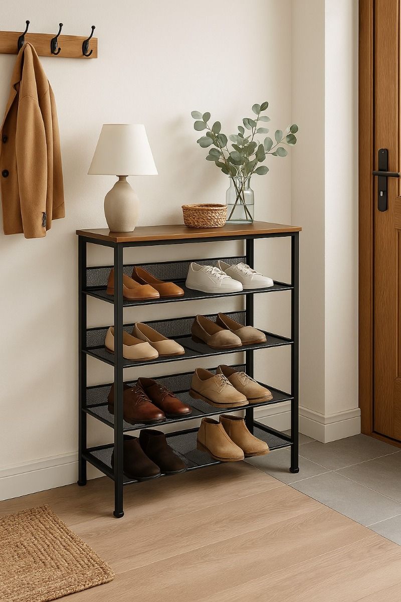 Ceruzo Schoenenrek - Hout - Metaal - 76x30x86 cm Ceruzo Schoenenrek - Hout - Metaal - 76x30x86 cm - Afbeelding 3