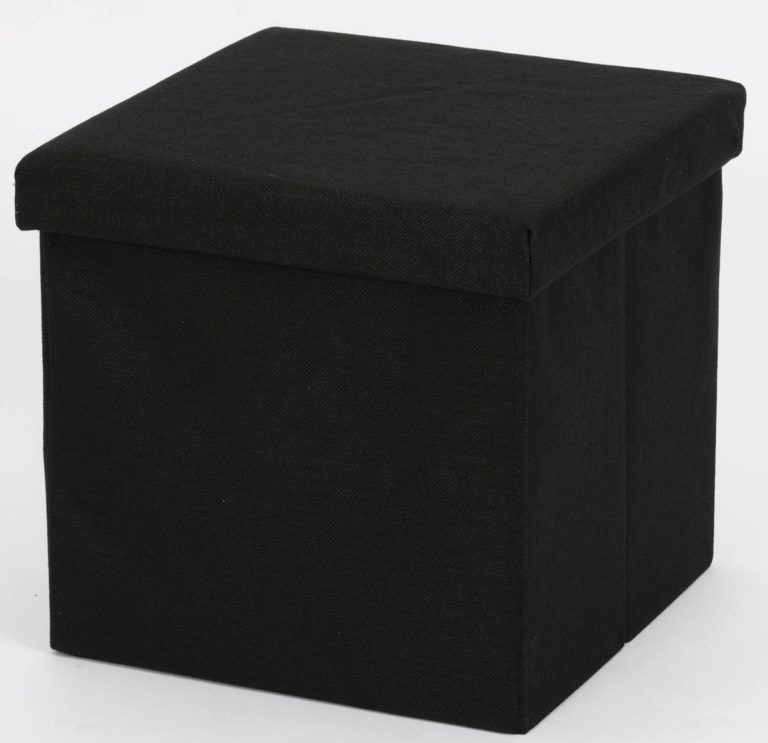 Ceruzo Poef - Zwart - 38x38x38 cm - Opvouwbaar - Hocker met Opbergruimte