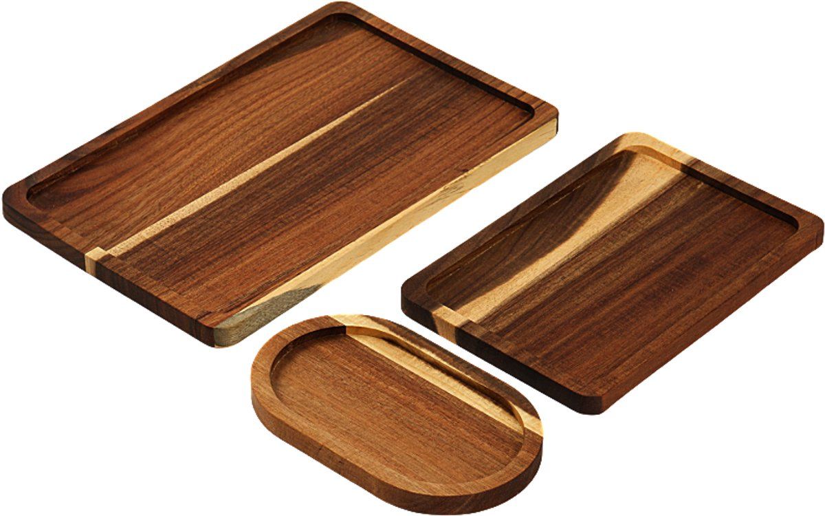 Ceruzo Dienbladen - Acaciahout - set van 3 Ceruzo Dienbladen - Acaciahout - set van 3