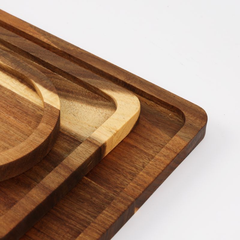 Ceruzo Dienbladen - Acaciahout - set van 3 Ceruzo Dienbladen - Acaciahout - set van 3 - Afbeelding 2