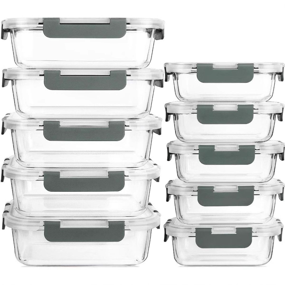 Ceruzo Meal Prep Bakjes - 10 stuks Vershoudbakjes - Glas Ceruzo Meal Prep Bakjes - 10 stuks Vershoudbakjes - Glas - Afbeelding 2