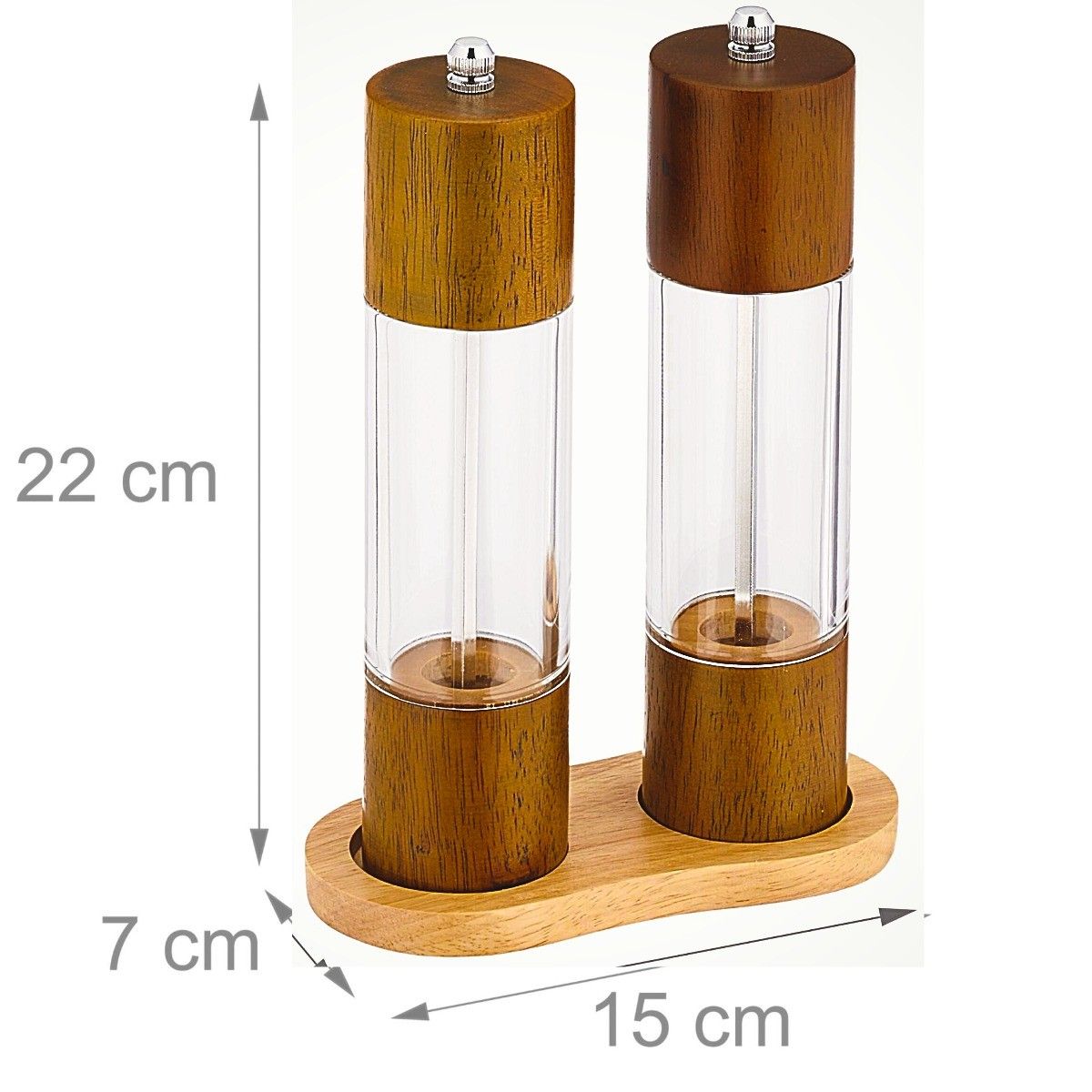 Ceruzo Pepermolen en Zoutmolen set - 21cm - Instelbare Maalgraad - Eikenhout Ceruzo Pepermolen en Zoutmolen set - 21cm - Instelbare Maalgraad - Eikenhout - Afbeelding 2