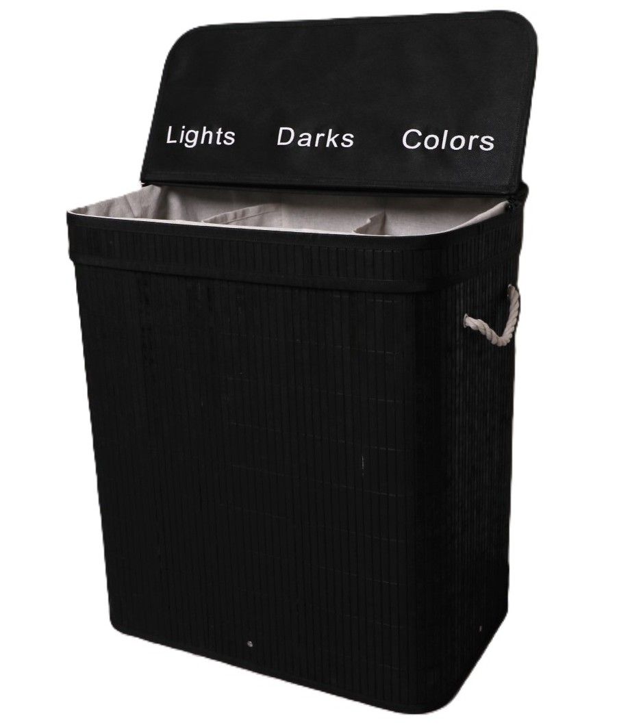 Ceruzo Wasmand met 3 Vakken - Wassorteerder - Zwart Ceruzo Wasmand met 3 Vakken - Wassorteerder - Zwart