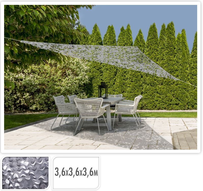 Schaduwdoek Camouflage - driehoek 360x360x360 - lichtgrijs Schaduwdoek Camouflage - driehoek 360x360x360 - lichtgrijs