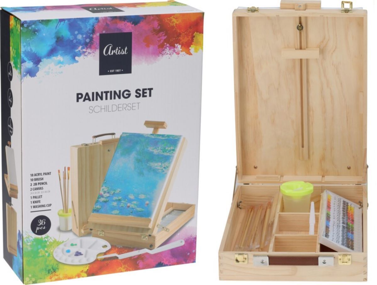 Schildersezel - Schilderkoffer gevuld - 36-delig Schildersezel - Schilderkoffer gevuld - 36-delig