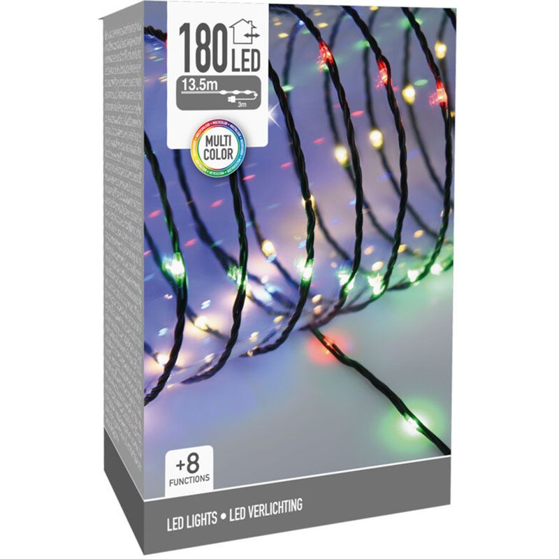 LED Verlichting 180 LED - 13.5 meter - multicolor - voor binnen en buiten - 8 Lichtfuncties - Soft Wire LED Verlichting 180 LED - 13.5 meter - multicolor - voor binnen en buiten - 8 Lichtfuncties - Soft Wire - Afbeelding 2